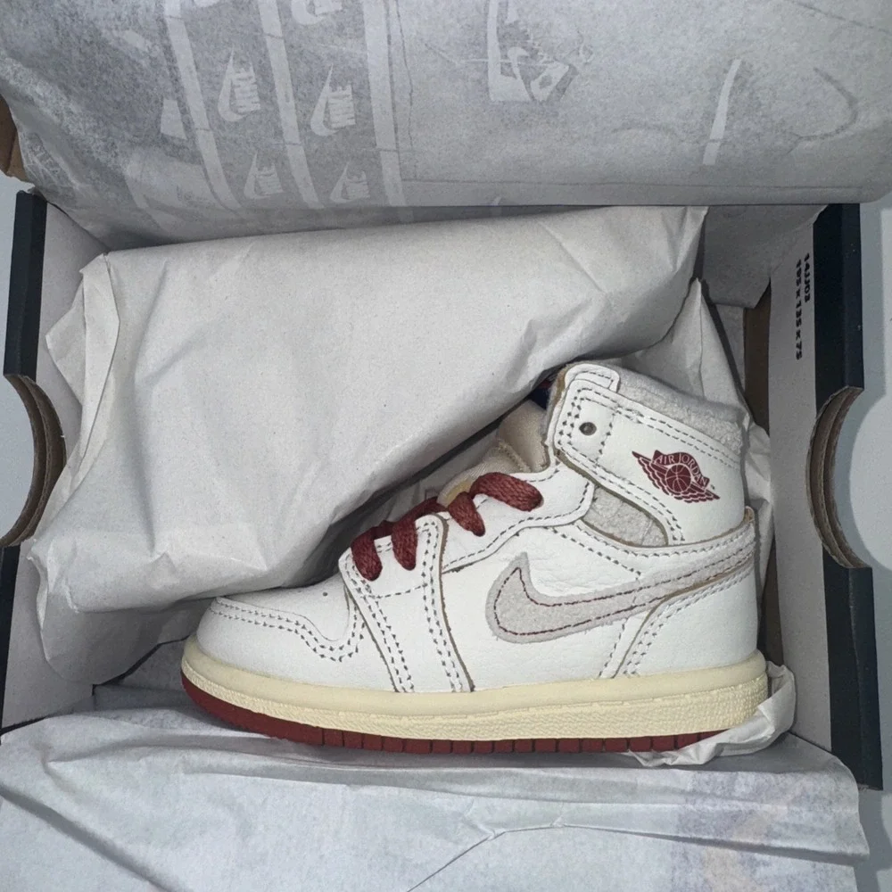 Jordan 1 Retro High OG Toddler Shoes Pale Ivory/Cinnabar New With Box Size 6c‎